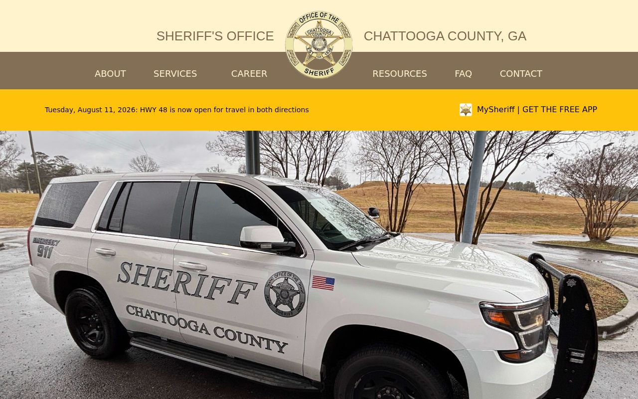 Chattooga County Sheriff's Office official website used to check current wanted notices and tip information