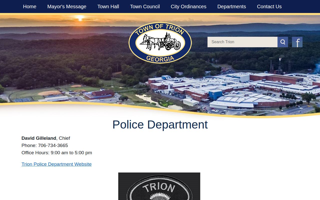Chattooga County Trion Police contact page used for Trion arrest-record questions